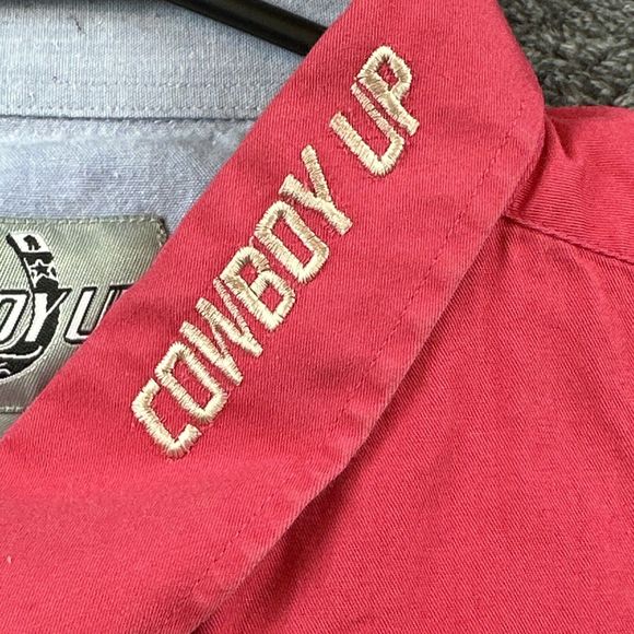 Cowboy Up Pearl Snap Shirt Mens XXL Striped Long Sleeve Western Collared Pink - Picture 2 of 7
